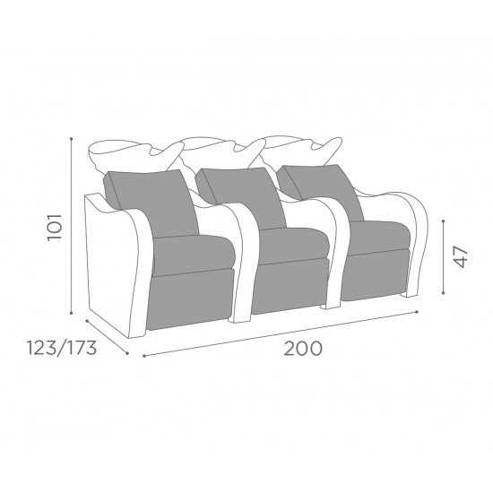 Salona frizieru izlietnes trīskāršais Salon Ambience Luxury plus