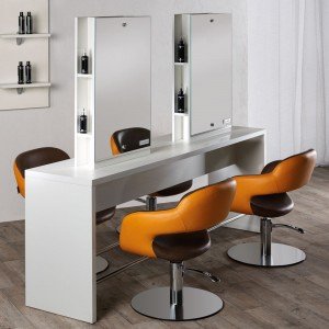 Divpusējs frizieru spogulis Brooklyn - četru darba vietu