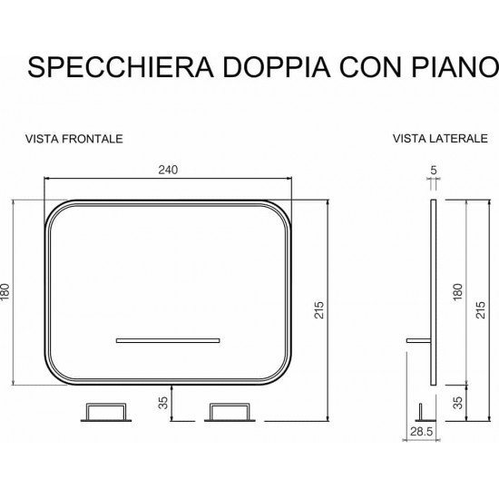Парикмахерское зеркало Vezzosi Fancy 4110 M для двух рабочих мест