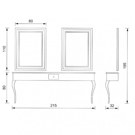Парикмахерское зеркало Vezzosi Sophia Wall для двух рабочих мест
